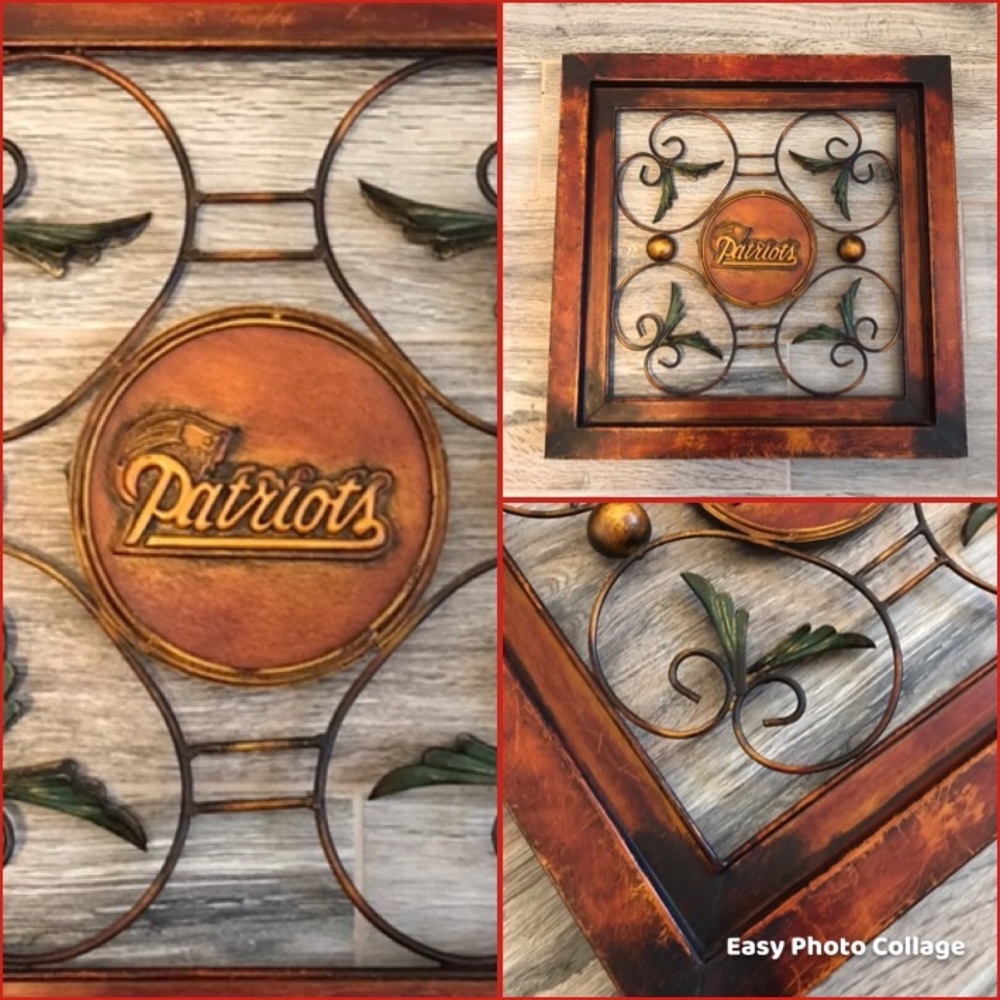 NWOT Distressed metal vintage style patriots wall accent beautifully designed